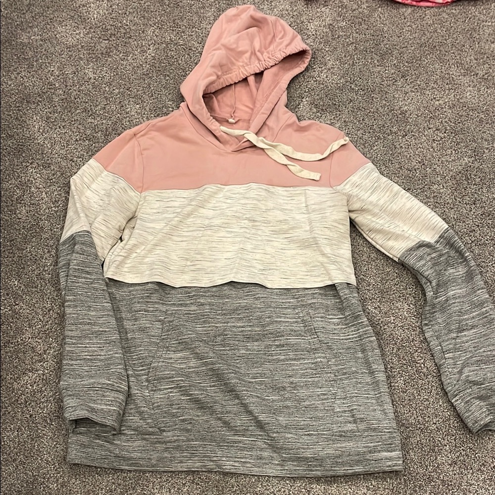 Nursing Pink and Gray Colorblock Hoodie